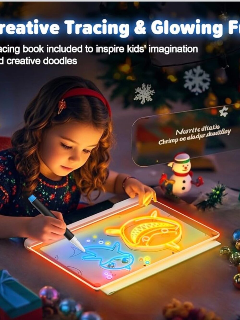 16-Inch Rechargeable LED Drawing Board, 9-Color Light Modes, Neon Art Dry Erase